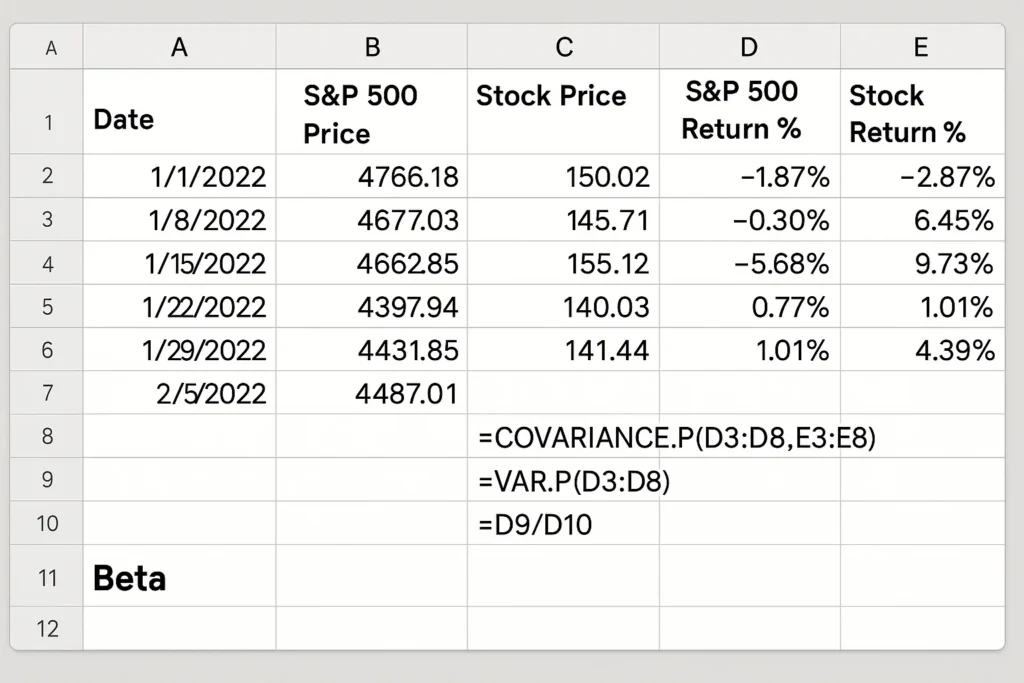 Excel Beta Calculation