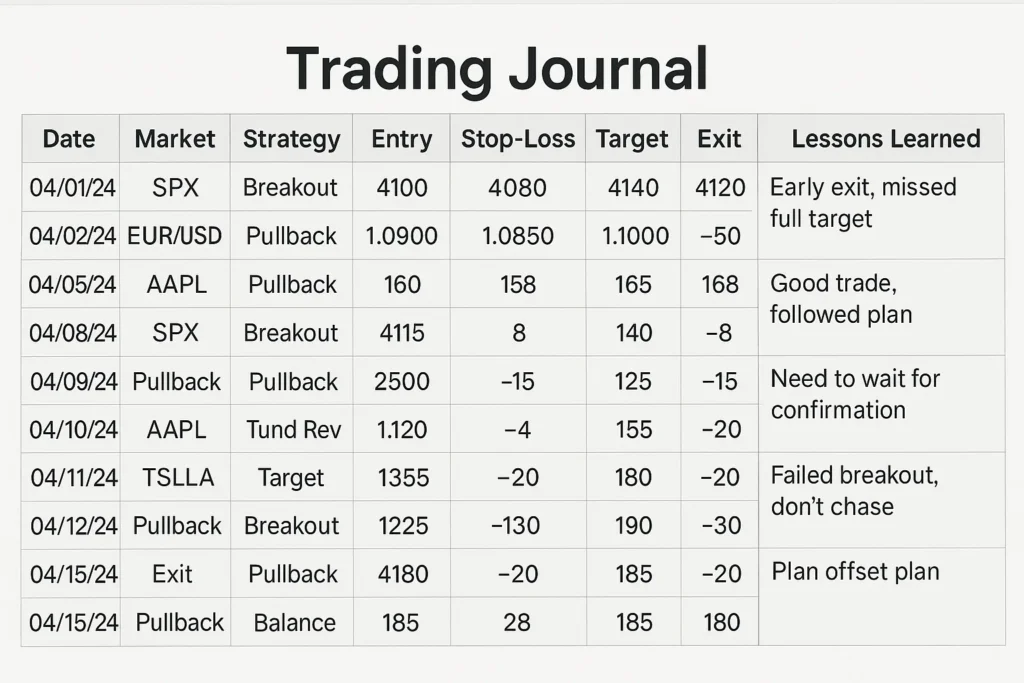 Trading Journal Spreadsheet