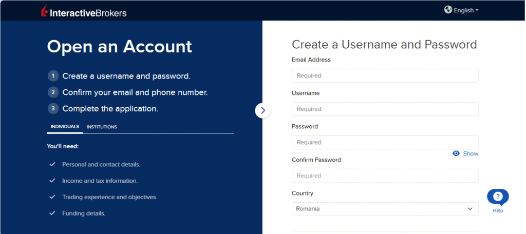Choose the Account Type on Interactive Broker