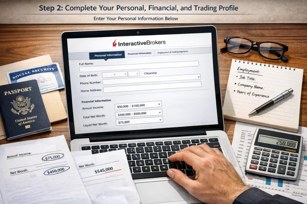 Complete Your Personal, Financial, and Trading Profile